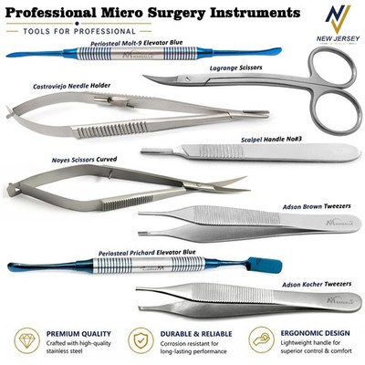 Dental Micro Surgery Instruments Kit Surgical Castroviejo Needle Holder Scissors