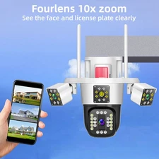 3 Lens Security Camera Wireless 4K HD WiFi IP PTZ Home Outdoor CCTV IR Cam