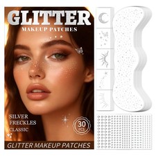30PCS Glitter Freckles Face Tattoos  Gems Set, Classic Silver