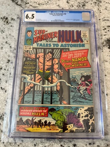 Tales To Astonish # 70 CGC Graded 6.5 Marvel Comic Book Hulk Sub-Mariner JH21