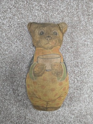 Antique Johnny Bear Cloth Doll c1920s Kellogg s Cereal Promo Printed Primitive