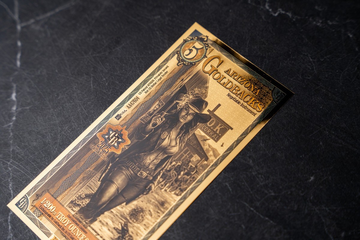2025 - 5 ARIZONA Goldback Aurum Gold Foil Note 1/200 oz 24kt .999