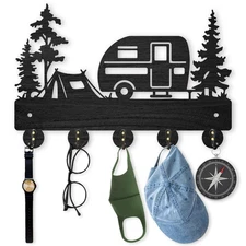 Camping Wall Mount Coat Rack 11.8×8inch Wooden Car Key Holder for Outdoor Hanger