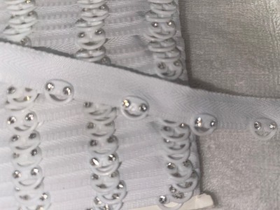 Lot 4.75  yards WHITE Nylon Lacing Tape Plastic D RING corset goth rhinestone