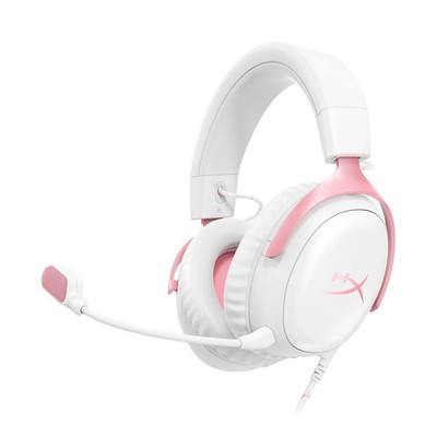 HyperX Cloud III Wired Gaming Headset For PC/PlayStation 4/5/Switch (White-Pink)
