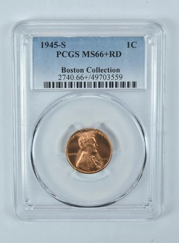 1945-S Lincoln Wheat Cent Boston Collection MS66+ RD PCGS