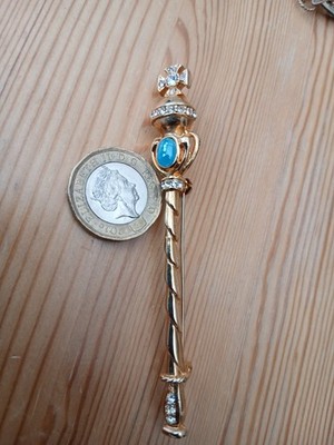 Wunderschöne Vintage Brosche goldfarben Royal Sceptre (A21)