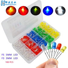 100pcslot 3mm 5mm F3 F5 Round Led Ultra Bright White Green Yellow Blue White Re