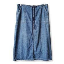80s Eddie Bauer Jean Denim Maxi Skirt 16P Cowgirl Country Coastal Beach Granola