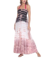 Raviya Women s Tiered Tie Dyed Cover Up Maxi Dress Swimsuit Black Size Medium