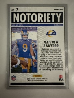 Matthew Stafford 2025 Panini Mosaic - Notoriety Mosaic Pink