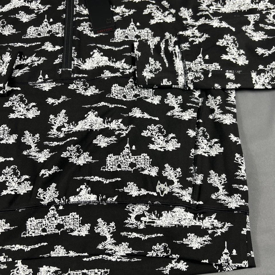 Greyson Womens Golf Hoodie Kristina 1/2 Zip Printed Small Black Nylon MSRP $180 - Image 2 of 4