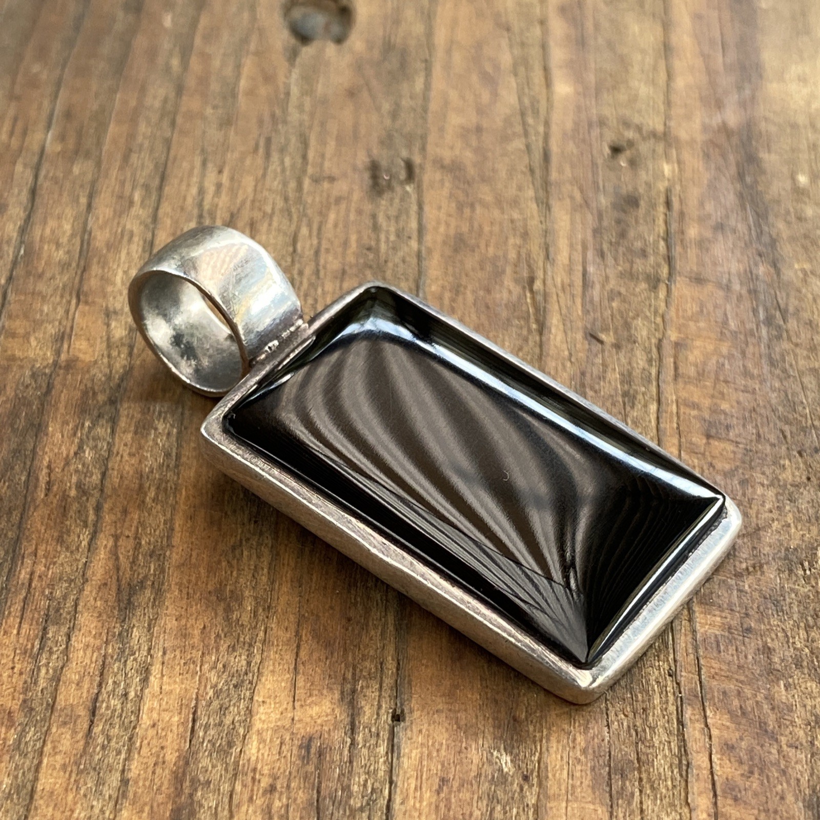 Sterling Silver Thailand 925 Rectangular Black St… - image 2