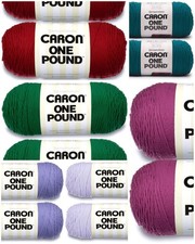 2PK Caron ONE POUND Yarn -ASSORTED COLORS, Acrylic - 16 oz / 812 Yd / 4 Worsted