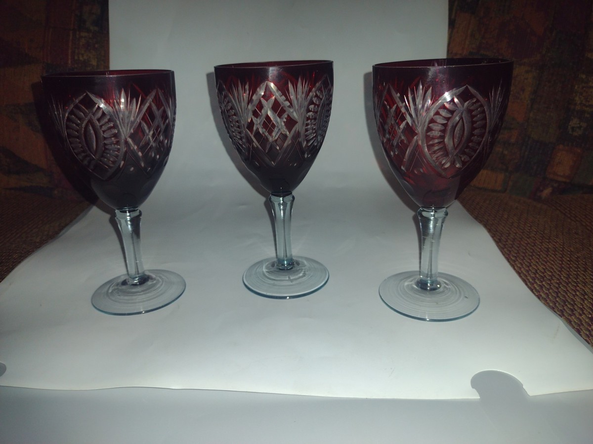 Verre à Vin Cristal Vintage Rouge Bohème (Bohemian) - Très Bon état, Occasion