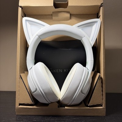 Razer Kraken Kitty V2 USB Wired Headset: Chroma RGB Kitty Ears - White