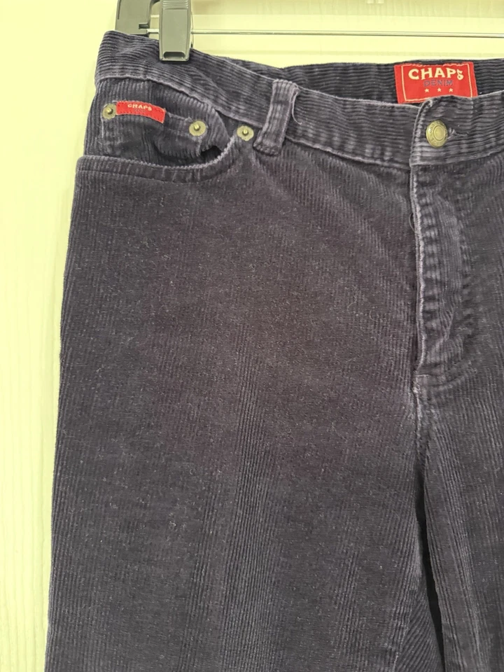 Pantalones de tiro medio de pana púrpura profundo Chaps para mujer talla 6 pierna recta Foto 2 de 4