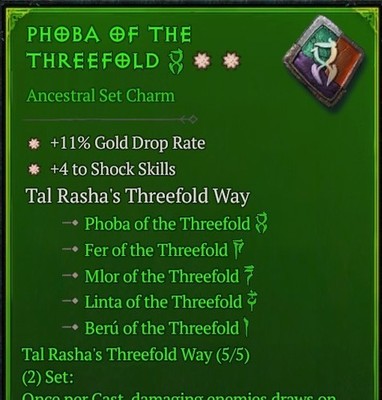 Phoba of the Threefold 2GA +4 Shock Skills  Season 13 SC D4 PS5 PC XBOX