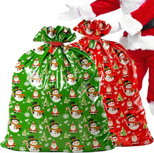 2 Stück Weihnachtstüten Groß, 92 x 142 cm Weihnachtssack xxl, Weihnachtssäcke Ri