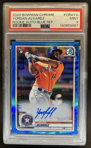 2020 Bowman Yordan Alvarez Chrome Rookie Auto RC Blue Refractor #/150 PSA 9