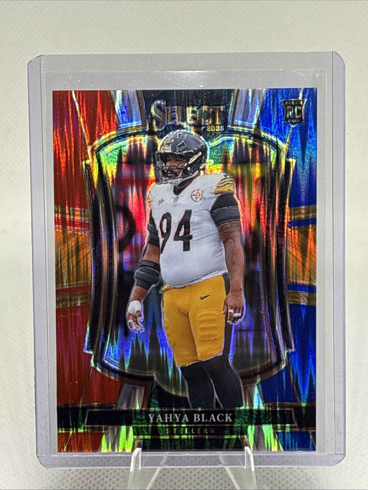2025 Panini Select - Premier Level Yahya Black #153 Red & Blue Shock Prizm (RC)