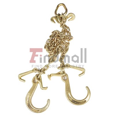 5/16'' G70 V-Chain Bridle w/8'' Medium J Hooks,T- Hook&J-Hook w/ Grab Hooks 3' New