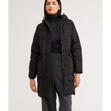 Everlane Womens Coat The Renew Long Puffer Jacket Black Hooded Size Medium Nwt