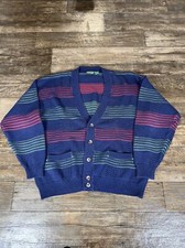 Vintage Izod Cardigan Sweater Mens Large Cable Knit Multicolor Grandpa