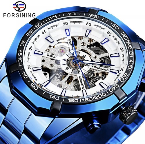 ⌚Men's Watch Skeleton Mechanical Luminous Luxury Waterproof Sport Watch Octagon - Afbeelding 1 van 9