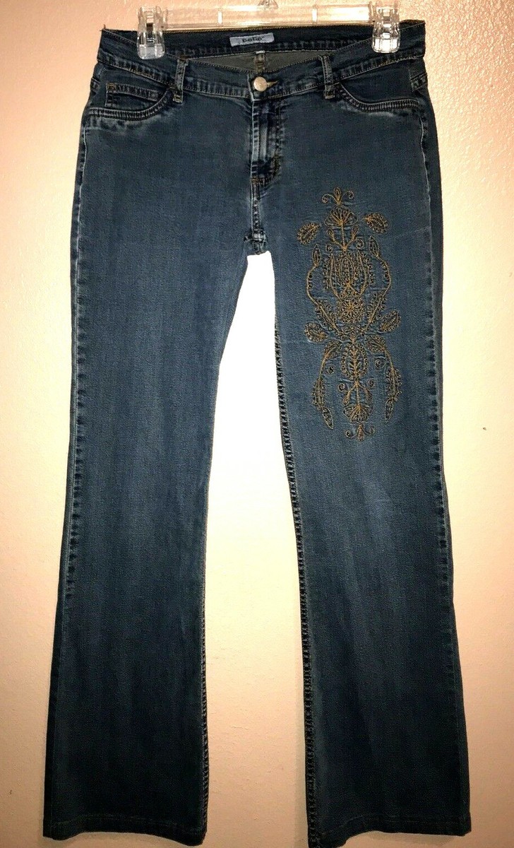 Bebe Jeans Womens 32 Embroidered Relaxed Boot Cut 27x31 Y2K
