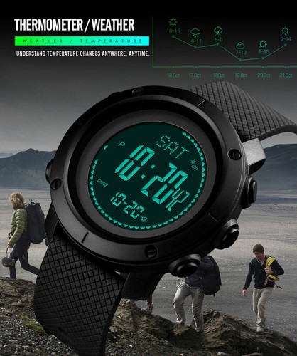 SKMEI Altimeter Barometer Men Sports Digital Wristwatch Climbing Hiking 1427 - Picture 6 of 14