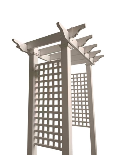 Entrance Arbour in White Polymer – Curved-look – Garden Arbour - Squares - Picture 8 of 14