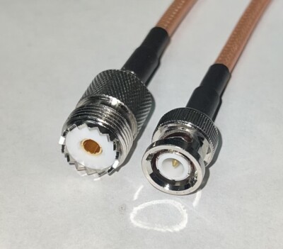 RG400 UHF Female SO-239 to BNC Male Double Shield Coax PICK LENGTH RF USA Lot   