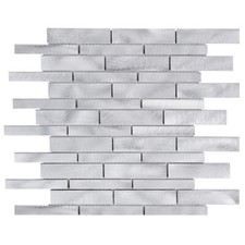 Gray Aluminum Metallic Metal Swirling Textured Mosaic Tile Kitchen Backsplash