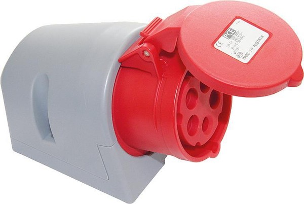 Pce Cee-Wandsteckdose Turbo IP44 400V 32A Rot/Grau-image