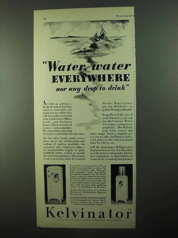 1931 Kelvinator Water Cooler Ad Water Everywhere eBay