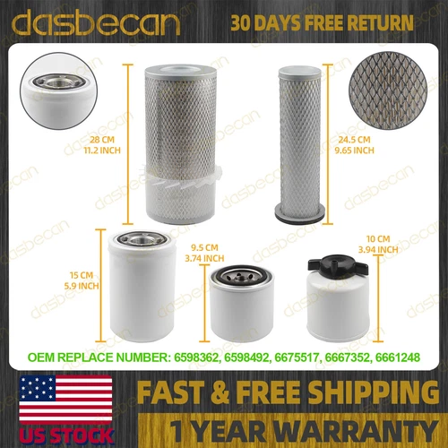 Filter Kit Oil Fuel Diesel Air Inner For Bobcat 763 T140 T180 T190 Skid Steer