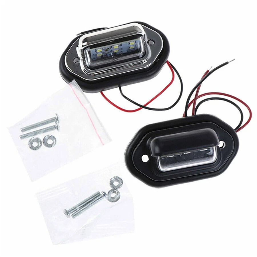 2pcs 6 LED Universal Black License Plate Tag Lights Lamp for Truck Trailer SUV - Image 2 of 4