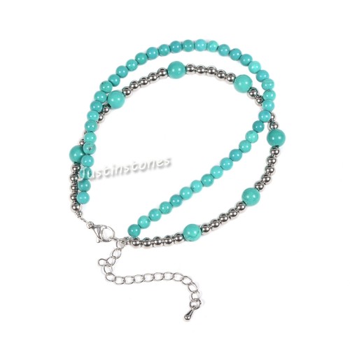 Pulsera ajustable con cierre de gatillo ovalado de piedras preciosas de cuentas redondas de 4 mm a 6 mm 6,5-8,5" - Imagen 56 de 71