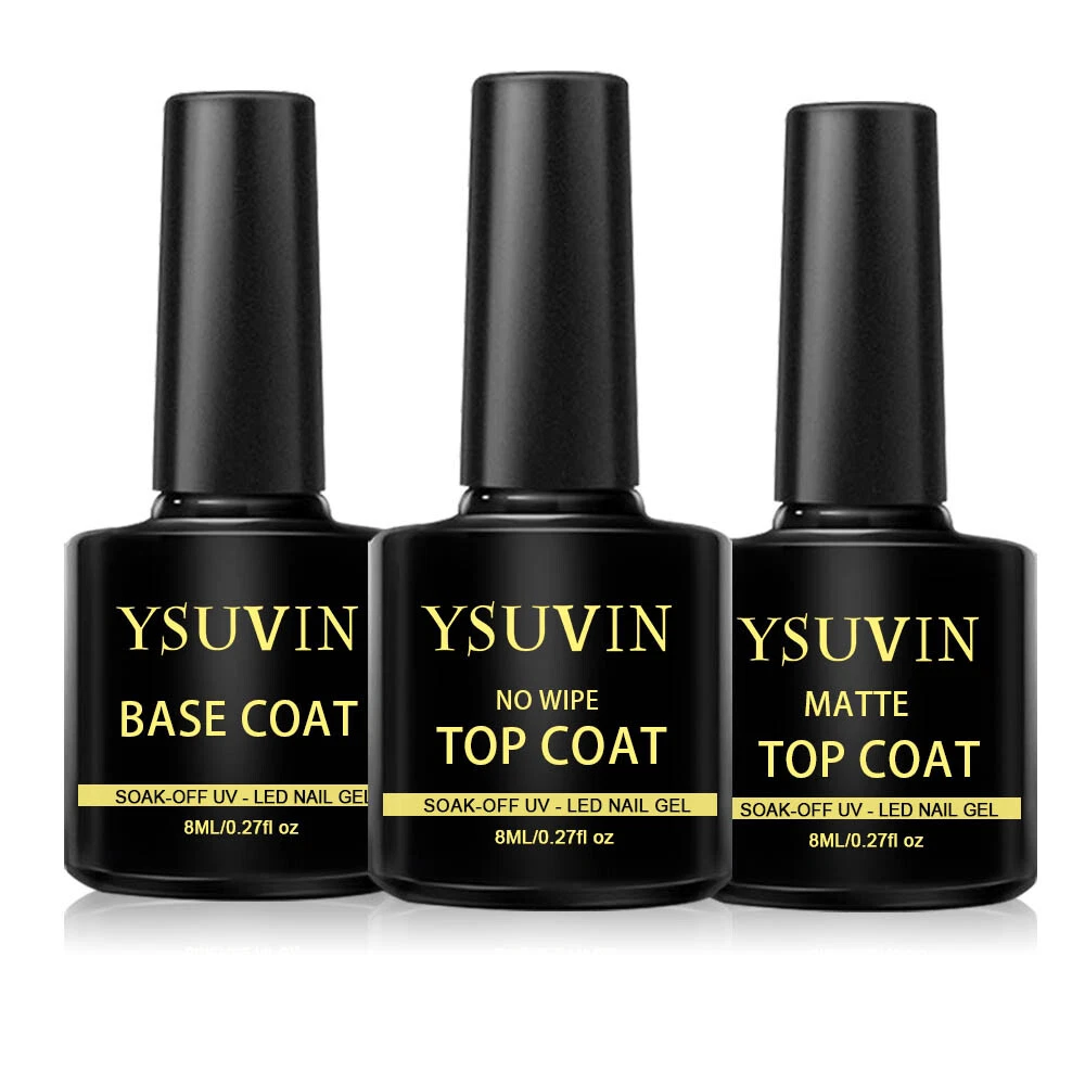 3X Top and Base Coat Matte Top Coat Gel Polish Set 8ml Soak Off UV LED Gel Nail