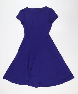 M&Co Damen blau Polyester A-Linie Größe 10 Rundhalsausschnitt Reißverschluss
