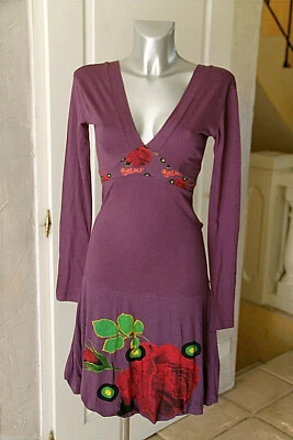 jolie robe en coton viscose violette DESIGUAL taille S * NEUVE ÉTIQUETTE * - Photo 1/3