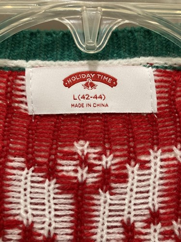 Cool Santa Sweater Holiday Time SZ L Hidden Pocket Red Stone Various Textures - Picture 8 of 11