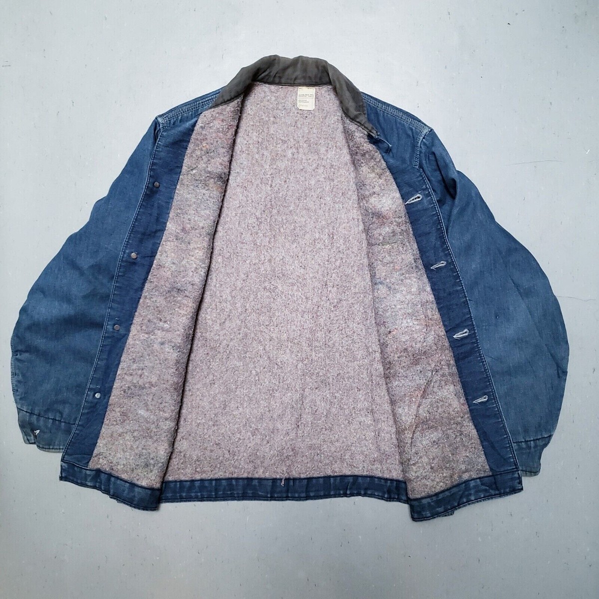 Vtg 70s BIG MAC Denim Chore Jacket Indigo Work Blanket Lined Coat 