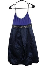 Vera Wang Blue/ Purple Silk Strap Cocktail Dress Women's 6