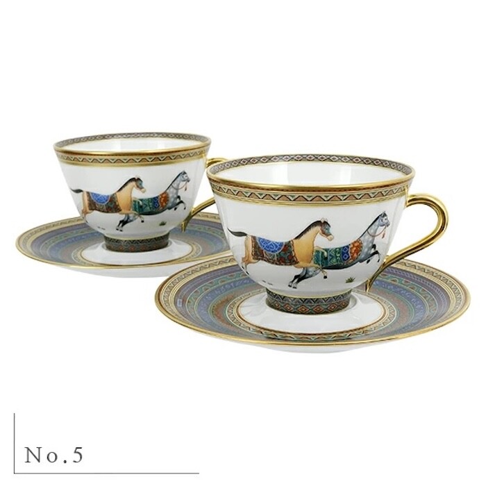 その他 Hermesetas Hermes Cheval d'Orient Tea Cup Saucer Tableware 4 set Coffee Auth