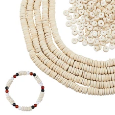 1box 5 Strands Unfinished Wood Beads Strands Undyed Flat Round 7.5~8x1.5~4.5mm