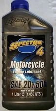 Spectro 4 Premium Motorcycle Engine Oil Petroleum 20W50 1 Liter, 1.056 Quart USA