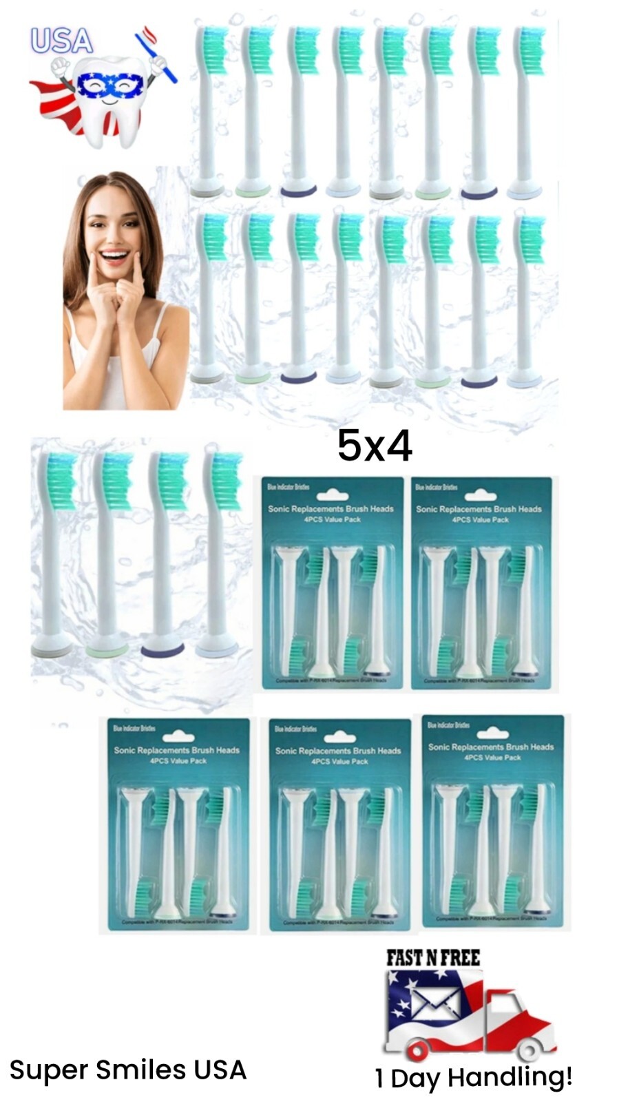 Sonic toothbrush snap-on replacement brushes-6011,6014