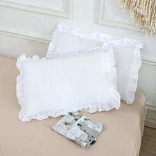 Ruffled Pillow Shams, Pack of 2 Edge Ruffled Pillow Cases 100 Brushed Microfibe